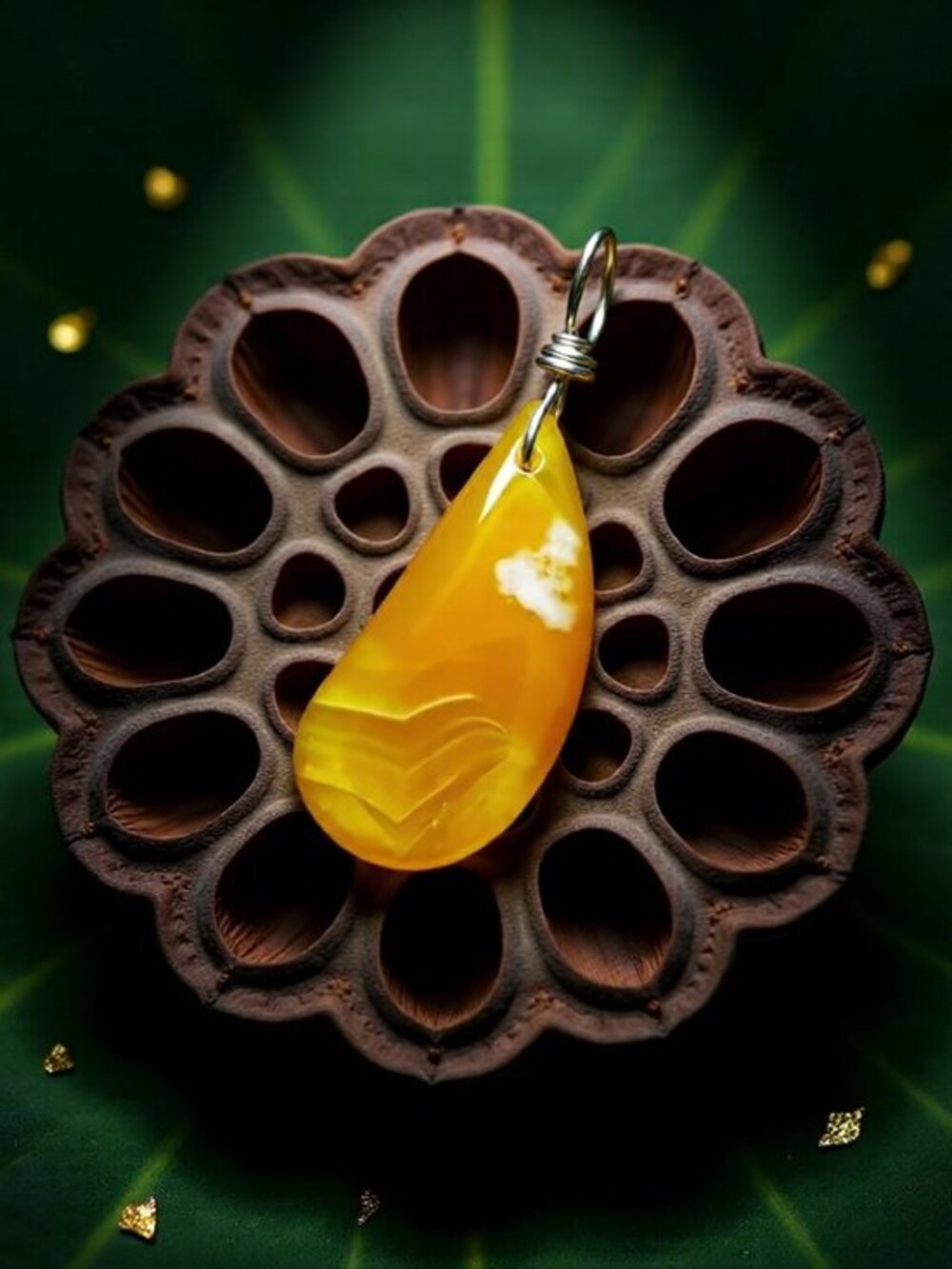 Honey Yellow Tangerine Agate Teardrop Pendant • Vibrant Spring Sunshine Drop
